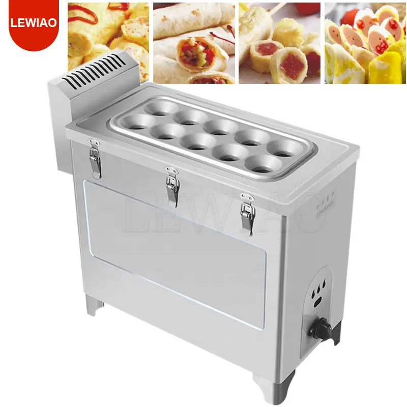 Mesin panggang sosis telur Gas rumah tangga, pembuat rol telur anjing panas