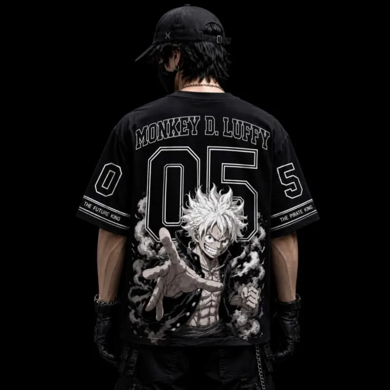 2026 New One Piece Sun God Nika Luffy American-Style Sports Jersey – Men's Anime Short-Sleeve Unisex T-Shirt (Family Matching)