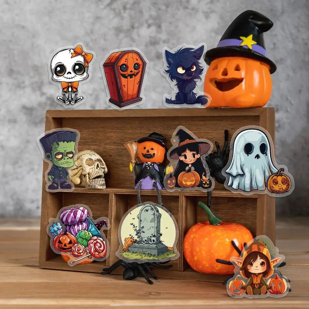 Calcomanías decorativas estéticas, pegatinas de Halloween, decoración impermeable para fiestas, pegatinas de brujas y calabaza DIY, pegatina festiva para coche