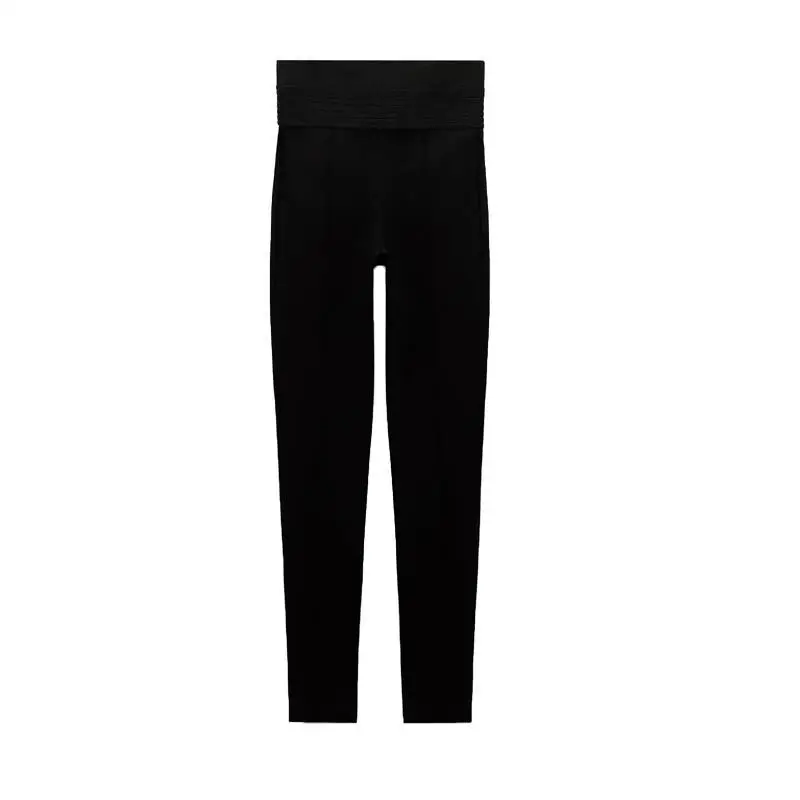 Neue hoch taillierte, schlankmachende, vielseitige Freizeit-Leggings, schwarze Leggings mit weitem Bund