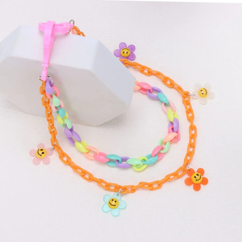 New Rainbow Resin Chain Keychain Women Girls Cut Multicolor Lollipop Waist Chain Acrylic Trousers Chains New Y2K Jewelry Gifts