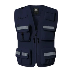 Men's Multi Pockets Work Vest Navy Outdoor Vest For Men Reflective Working Vest Men Workwear for Tools