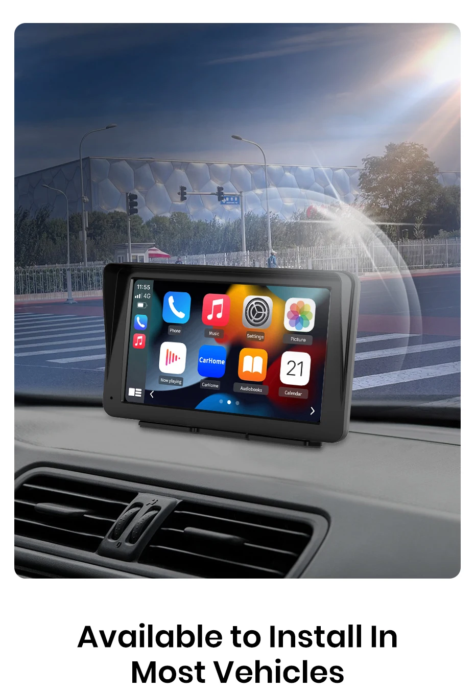 Junsun 7-Zoll tragbarer Touchscreen Carplay für Apple Android Auto Auto Stereo Radio Multimedia Video Player Bluetooth FM AUX GPS – Detail 13