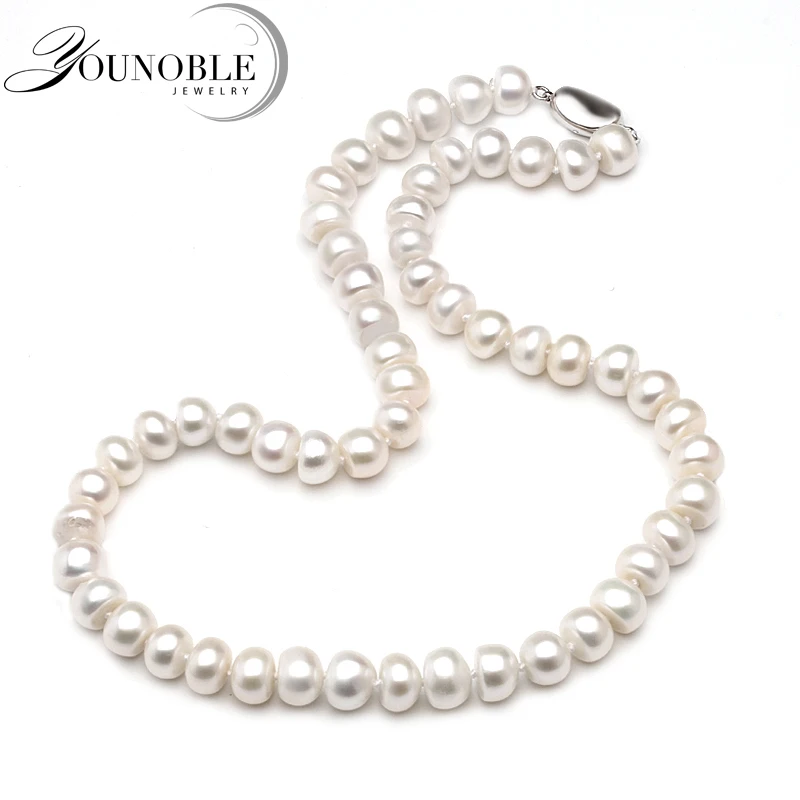 Genuine Natural Freshwater Pearl Necklace Women,Real Wedding White Pearl Necklaces Wife Mother Anniversary Gift