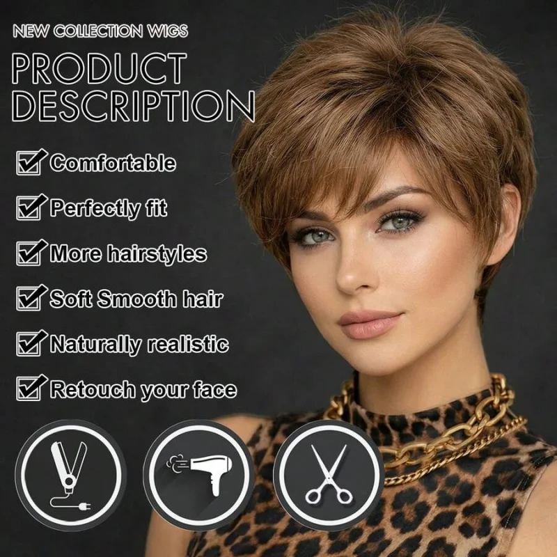 

Women Short Pixie Cut Synthetic Wig,High Density Heat Resistant,Breathable Net Cap,For Daily Party Festival Carnaval