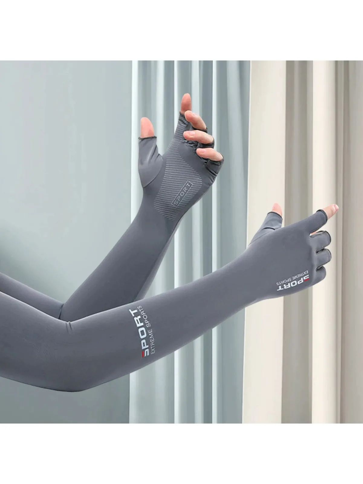 AliExpress Summer Cooling Arm Sleeves Cover Solid Color UV Sun Anti Slip Arm Sleeves Great for Running Cycling Basketball