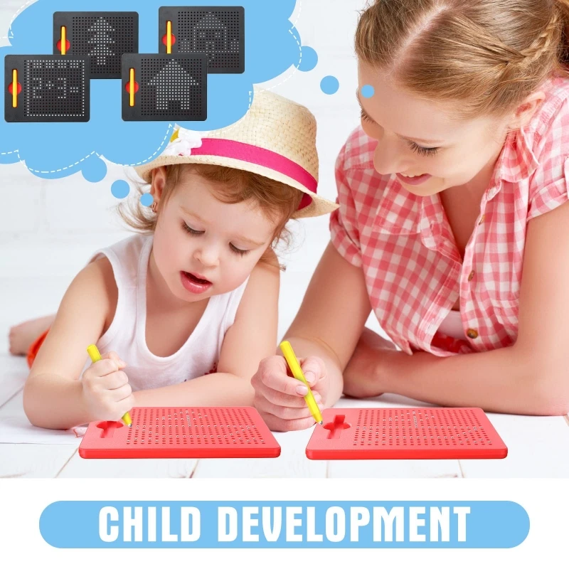 Tableta magnética, tablero de dibujo, cuentas de acero, lápiz óptico, cuentas, juguetes educativos de aprendizaje de escritura, regalos de cumpleaños para niños