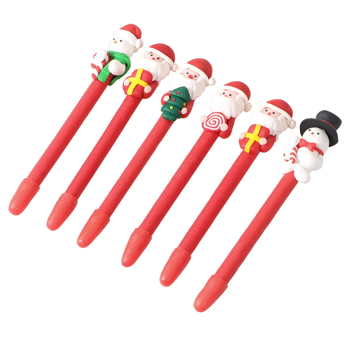 

6Pcs Christmas Cartoon Ballpoint Pens Special Shape Xmas Pattern School Supplies Prizes Smooth Writing Office Stationery