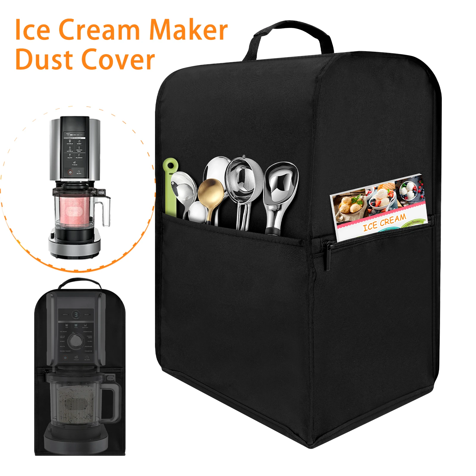 Capa de proteção para máquina de sorvete, à prova d'água, ninja slushie, com alça, bolsos de armazenamento, eletrodomésticos ninja, capa contra poeira