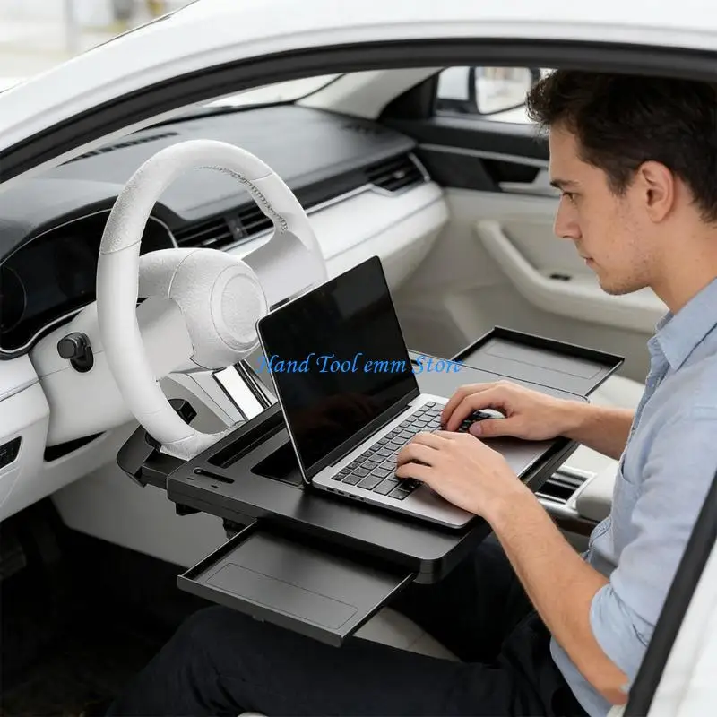 H37F Adjustable Steering Wheel Car Desk Table Foldable Portable for Office and Dining Support Laptop Tablet 5kg ABS Materials