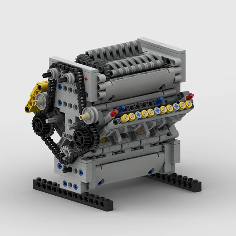 MOC creativo fai da te parti ad alta tecnologia blocchi motore cambio retromarcia gruppo meccanico modello V8 motore giocattolo