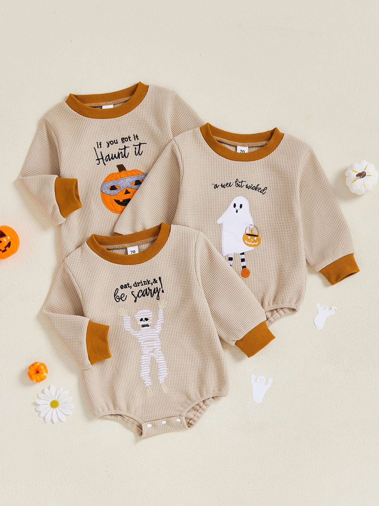 

Комбинезон с капюшоном для младенцев на Хэллоуин с призрачным принтом и застежкой-молнией, карнавальный костюм, комбинезон для маленьких мальчиков и девочек