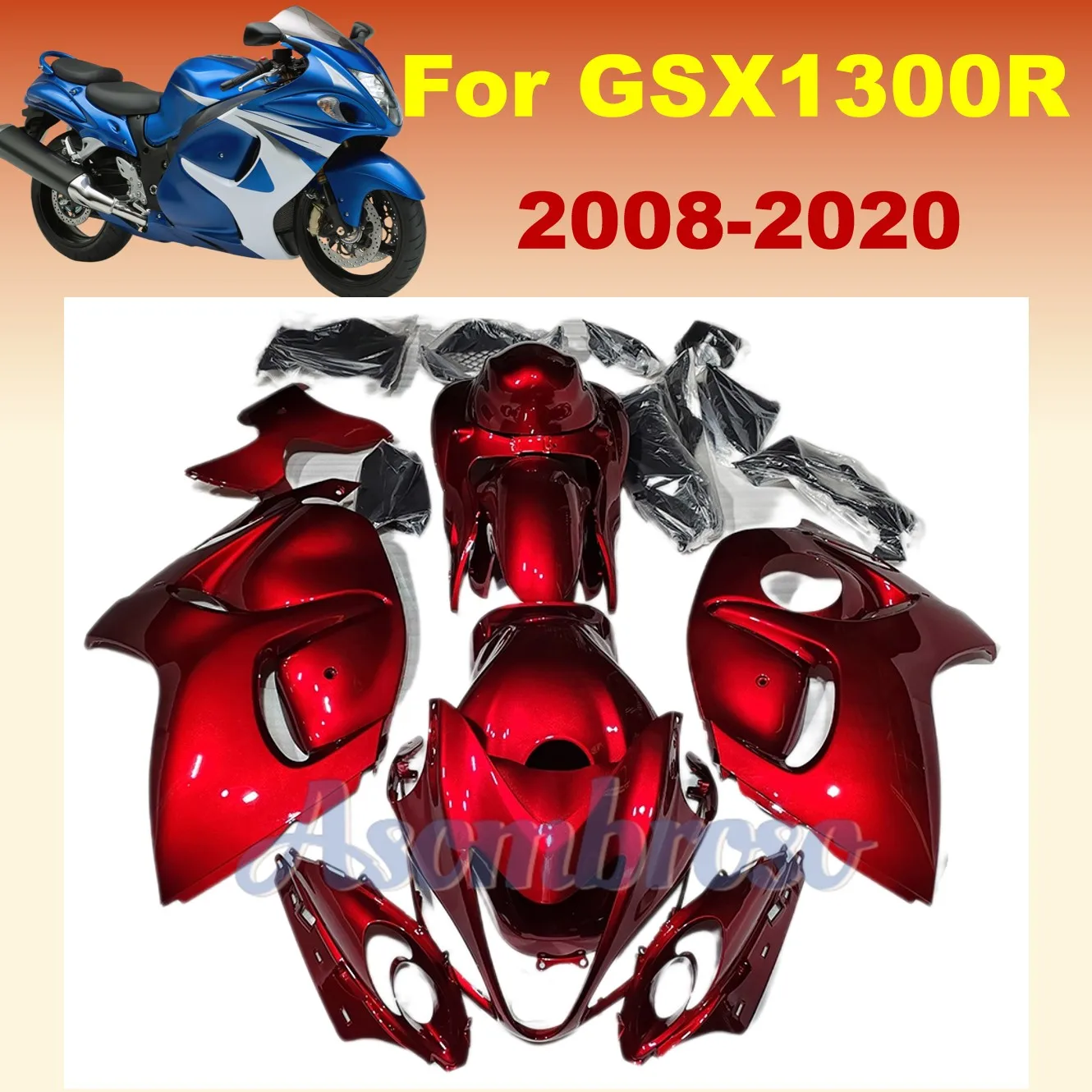 Fairings kits fit For Suzuki GSX1300R 2008 2009 2010 2018 2019 2020 Hayabusa gen2 GSXR1300 2012 2015 2016 All Red Bodyset ZXMT