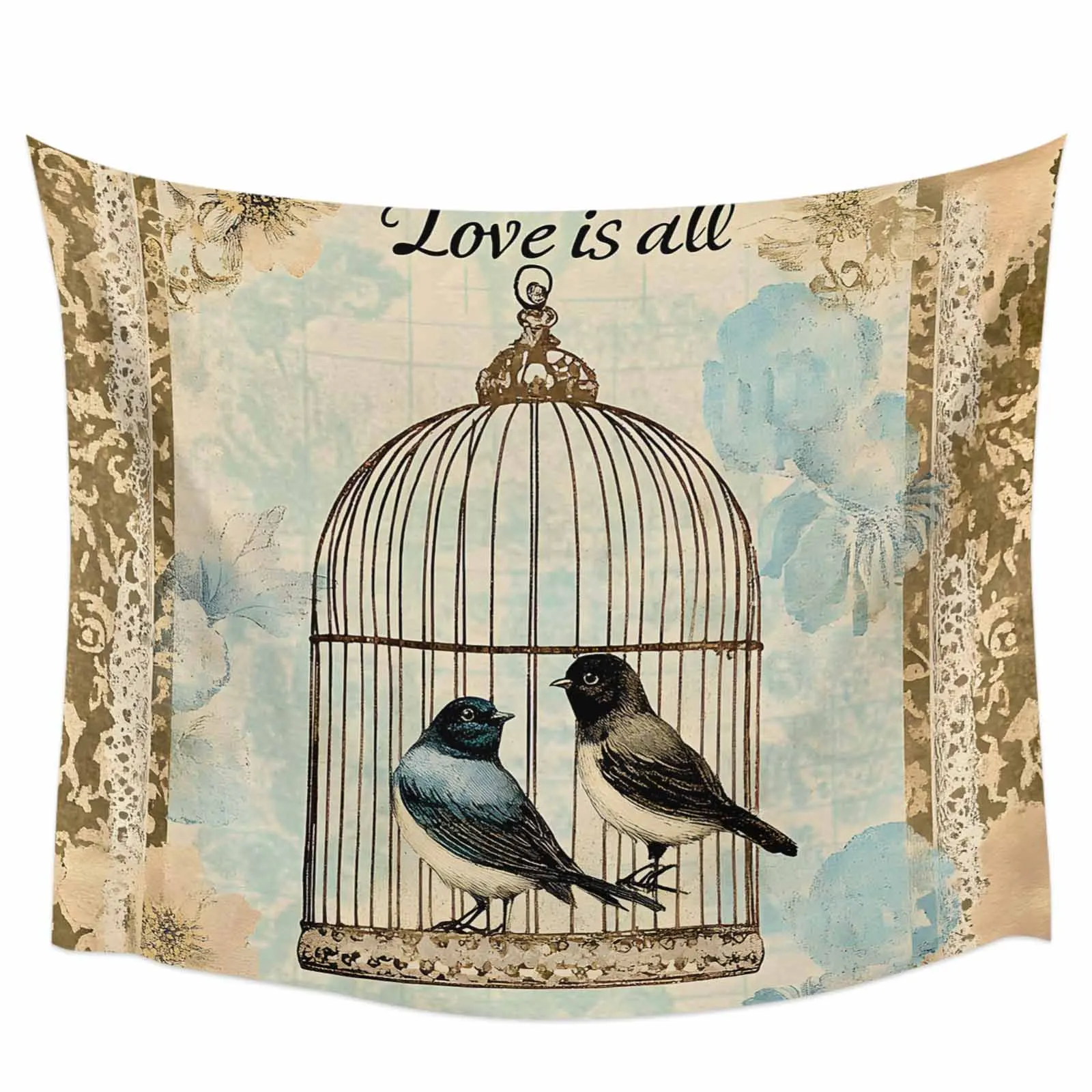 

Vintage Bird Cage Tapestry Wall Hanging Custom Boho Decoration Wall Tapestry Home Decor Hanging Cloth