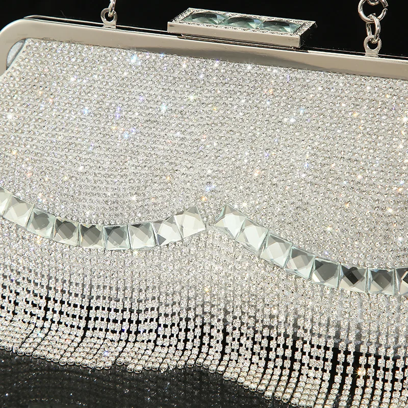 Vestido de señora lleno de diamantes bolso de cena bolso cruzado fiesta dama de honor borla de diamantes de imitación bolso de mano portátil para banquete BM099