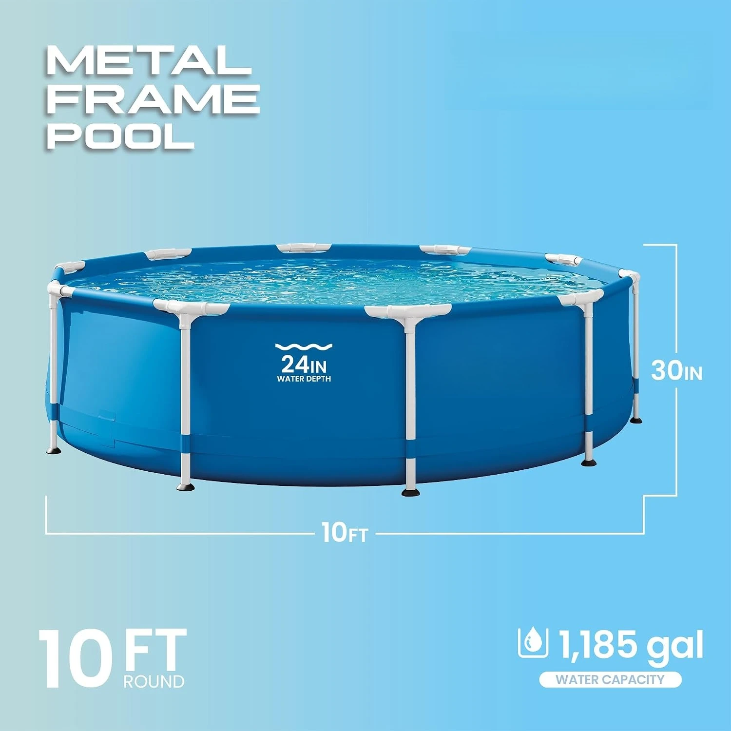 10ft x 30in Round Above Ground Swimming Pool Set Bundle | 26175EH - 330 GPH Cartridge Filter Pump, Custom