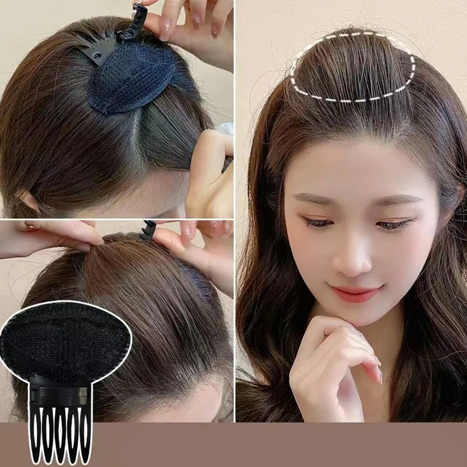 1 PC Front Hair Fluffy Sticker Hair Pad Hair Device Bangs Fluffy Insert Comb Pad Hair Hair Comb Head Top Hair Increase Hairpin