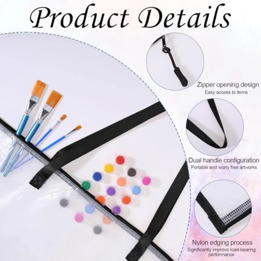 2 PCS 23 X 35 pulgadas Maletín de arte Bolsa de almacenamiento de carteles grandes con cremallera y asa Estuche de almacenamiento de obras de arte Carpeta de arte de PVC C