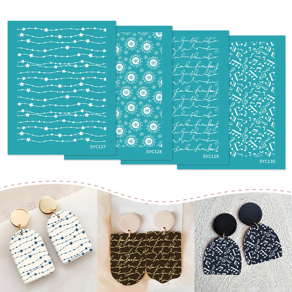 

Star Line Musical Note Letters Polymer Clay Silk Screen Stencils for Printing Clay Stamps Jewelry Earrings Decor Template