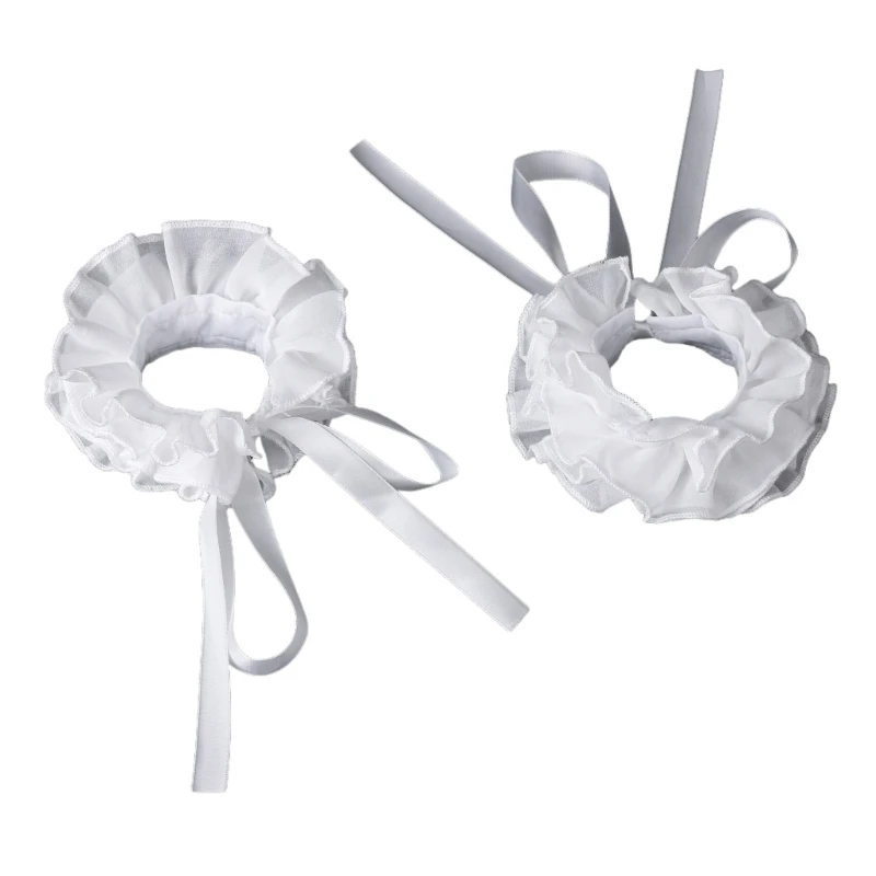 Classical Elizabethan Neck Ruff False Collar and Ruffled Wrist Cuffs Set for Cosplay Event and Historical Reenactments