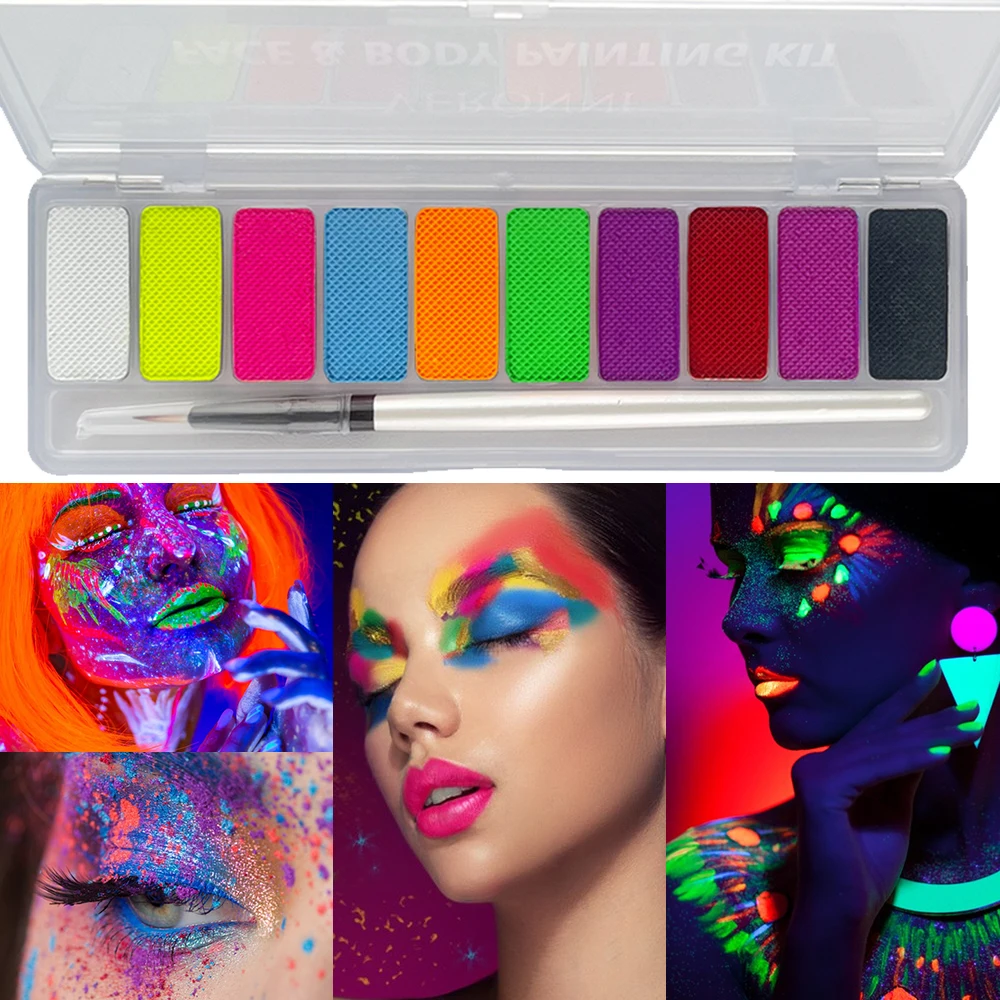 10 Colors Glow Fluorescent Neon Oil Face Body Art Paint Uv Glow Oil Painting Halloween Party Fancy Dress Beauty Makeup Cosmetics