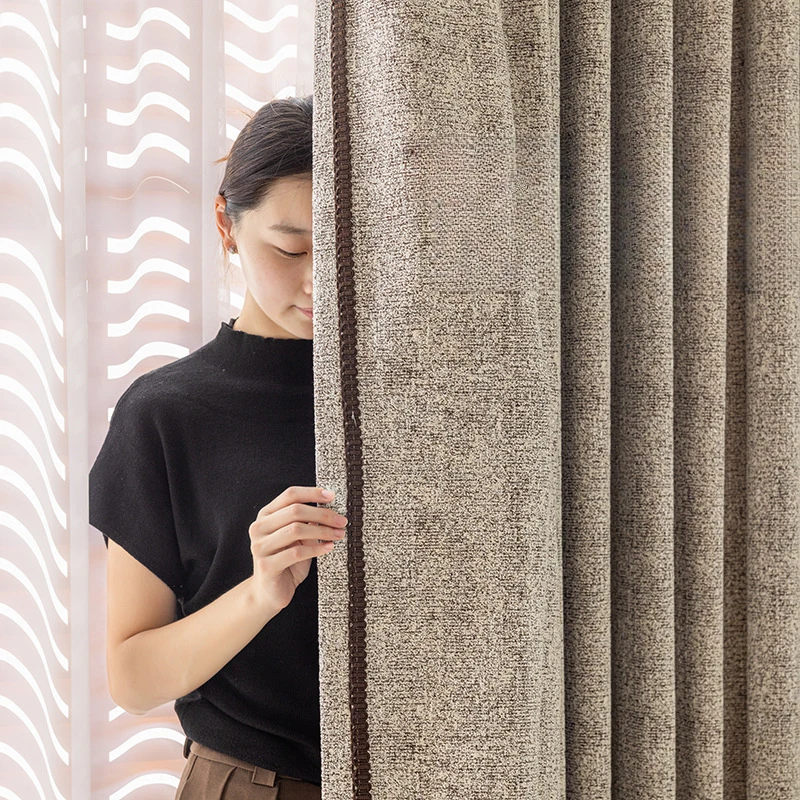 

Medium Style Living Room and Bedroom High Blackout Curtains Chenille Color Jacquard High-quality Door Screen and Shutter
