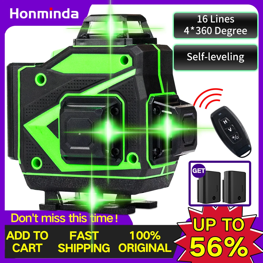 16 Lines 4D Laser Level Green Line Self-Leveling 360 Horizontal And Vertical Super Powerful Laser Level Green Beam Laser Level