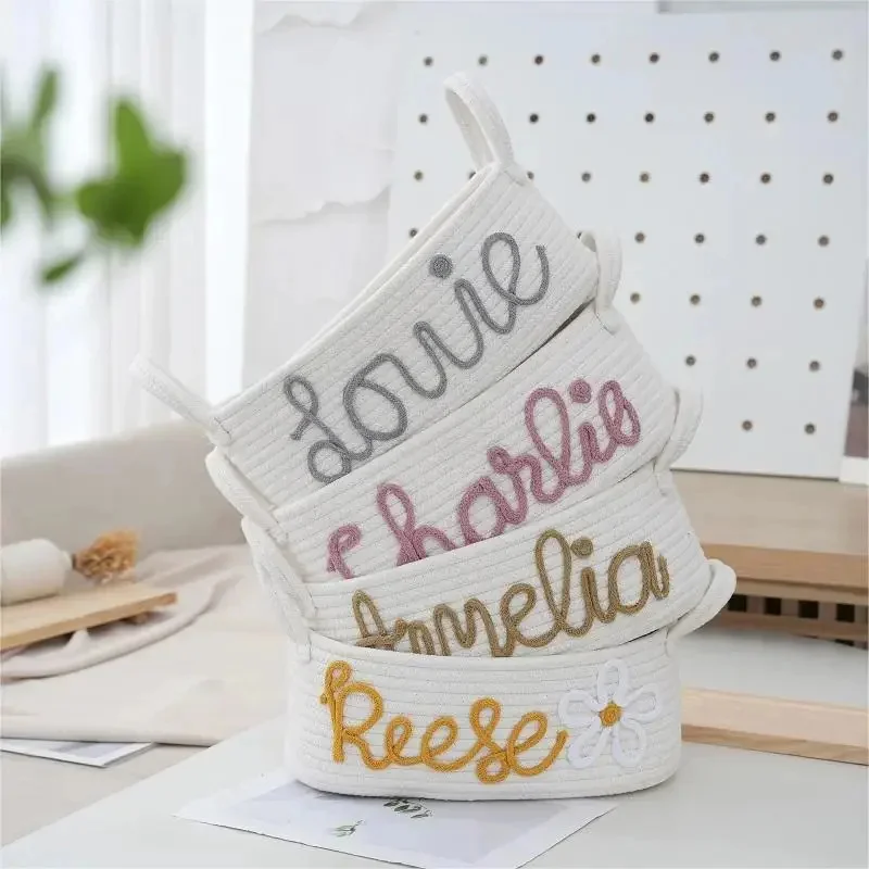 

Personalized Diaper Basket Personalized Baby Shower Basket Cotton Rope Clothes Storage Basket Rope Cotton Toy Storage Basket