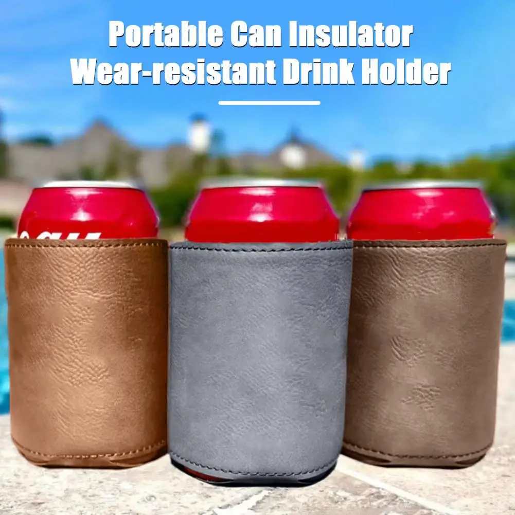 Gift-worthy Cover Sleeve Beer Sleeve Insulated Faux Leather Sleeve for Drinks Great Gift for Men Women Soda Beer Seltzer Holder