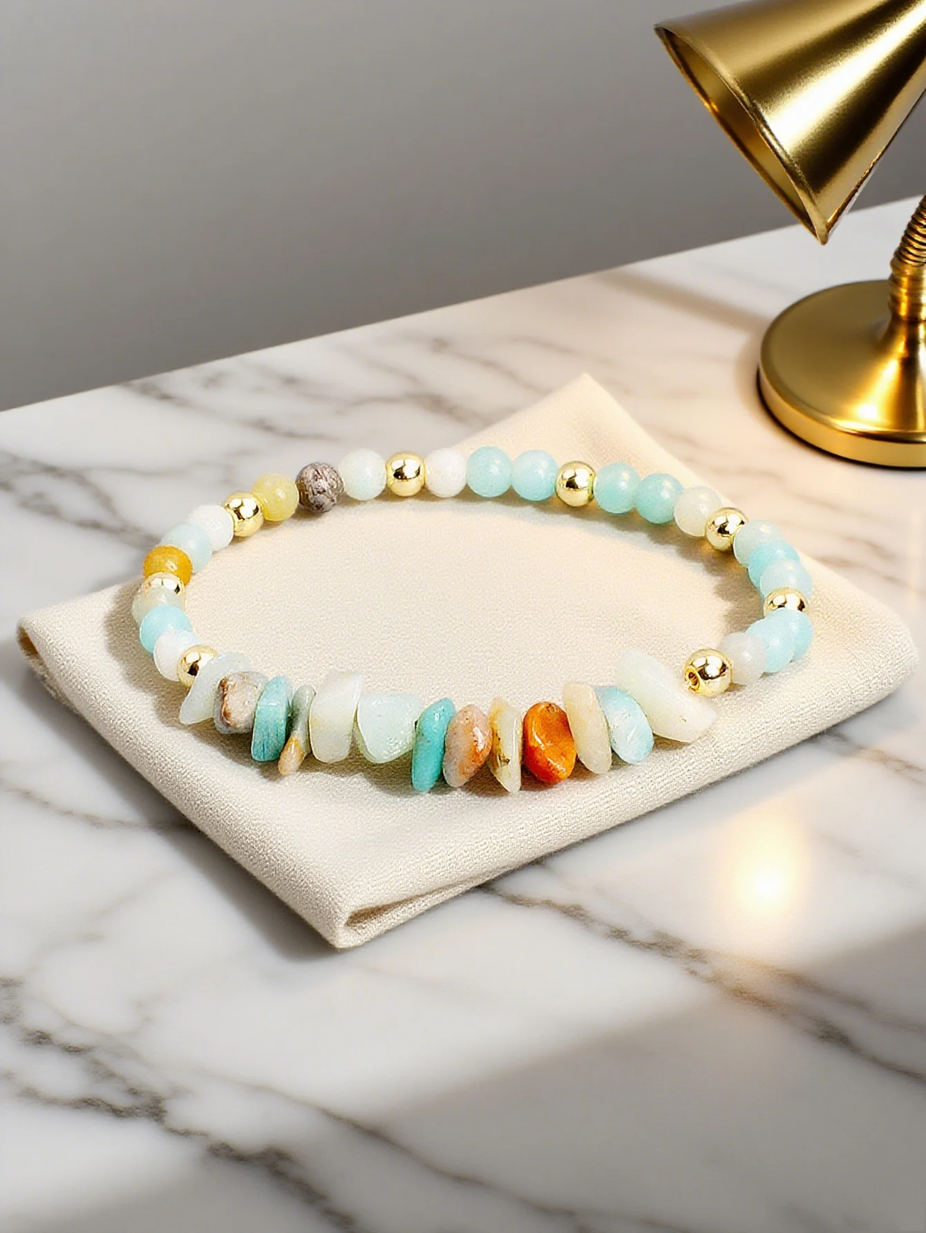 4mm Amazonite & Hematite Natural Stone Bracelet for Courage Protection Balance Energy a Meaningful Gift for Women & Men Jewelry