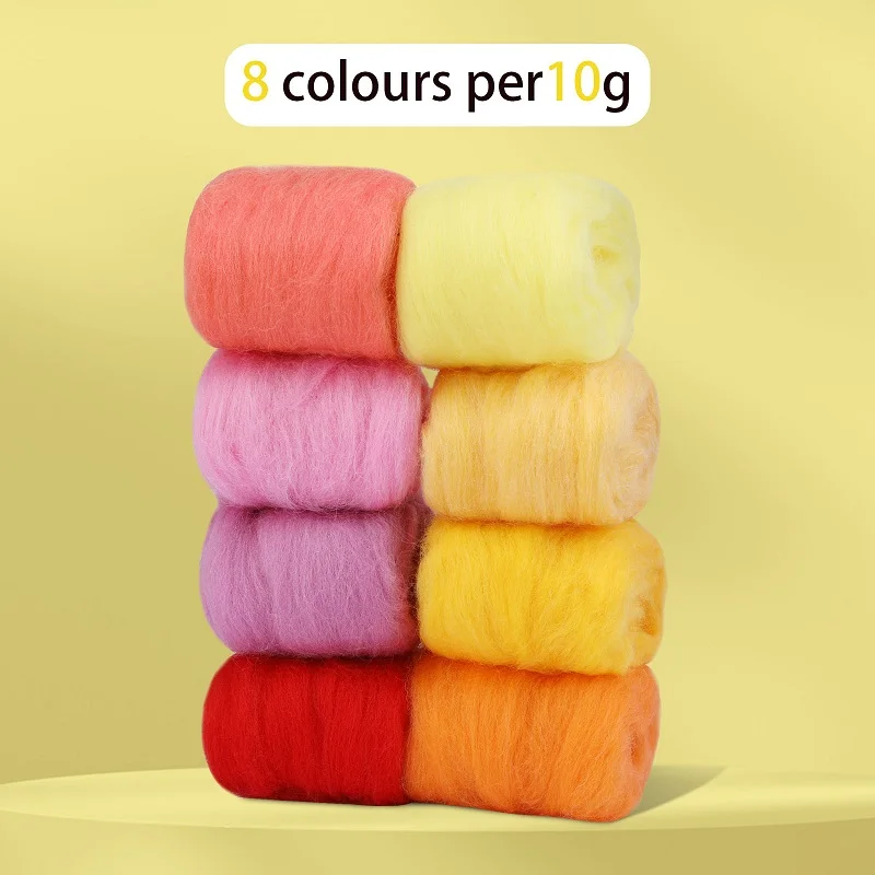 80g vlna jehla flauš vlna souprava z 8 colours vlna roving plstění vlna suchý plstění jehla flauš vlna sada pro předkrm DIY vlna řemesel