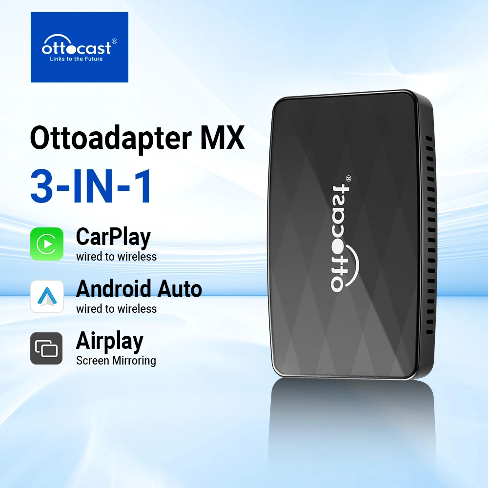 

OTTOCAST MX Wireless CarPlay Android Auto AirPlay 3-in-1 Adapter Car Accessories Plug And Play Easy Install Fast Connect Speed