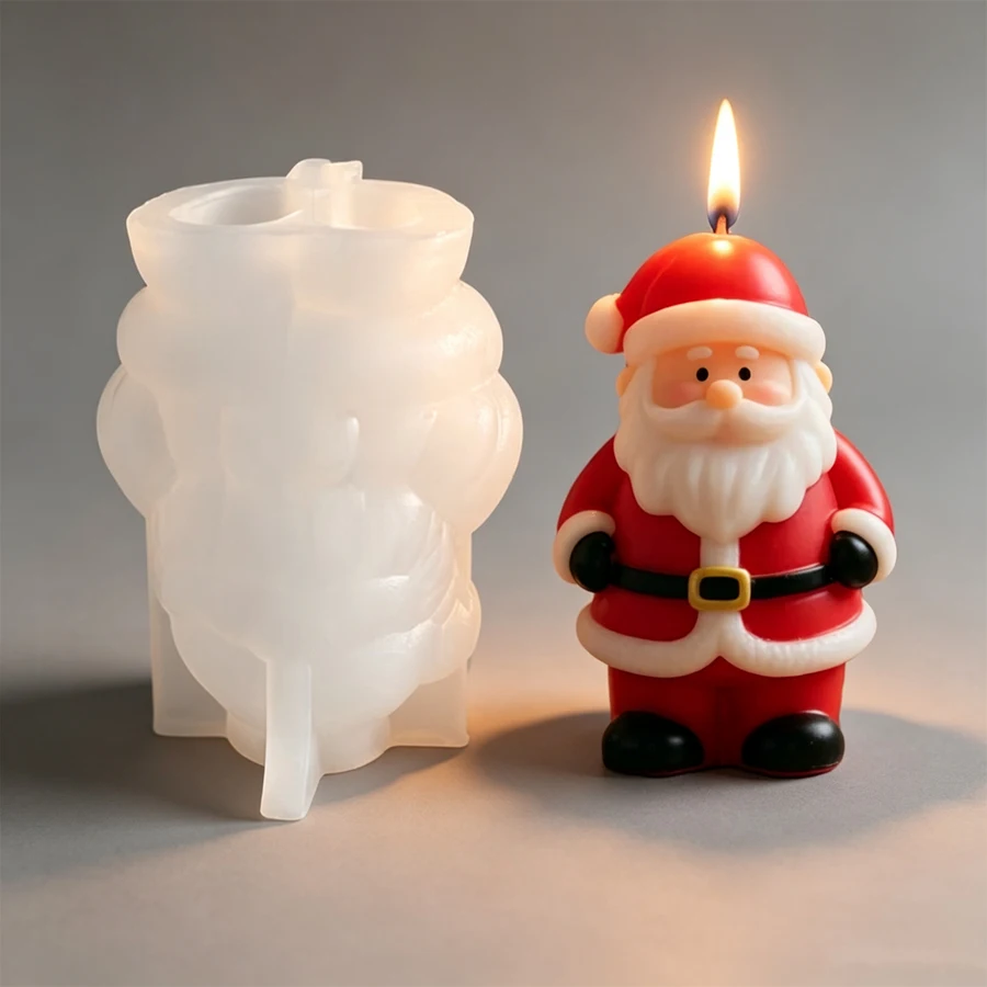 New 3D Santa Claus Silicone Candle Mold, DIY Handmade Candle Soap Making Molds, Christmas Decoration Craft Plaster Cement Mould.