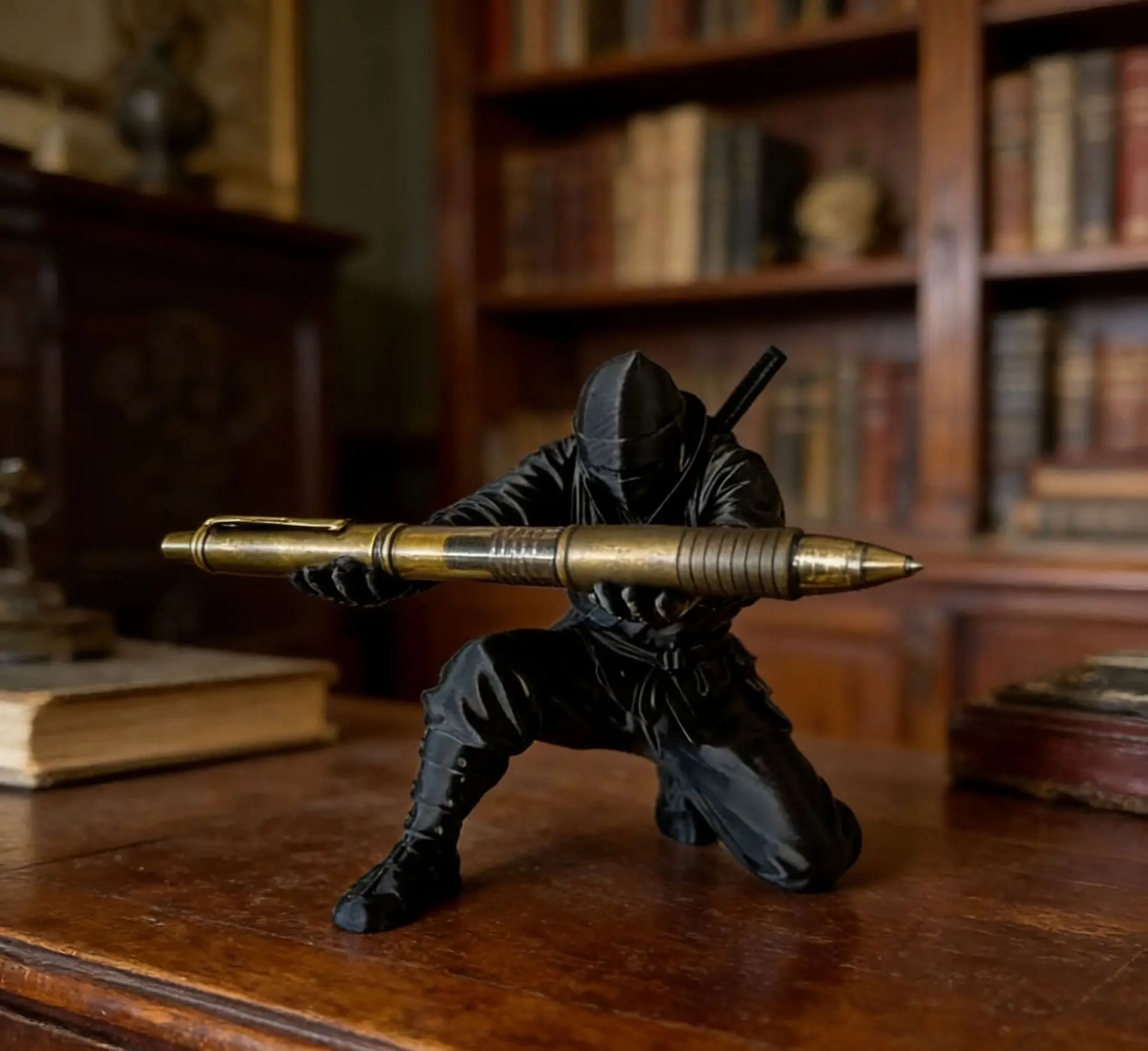 (9*7.8cm) 3D Printed Cool Organizer Ninja Pen Holder Miniature Pen Stand Creative Gift Ornament Modern Desktop Decoration