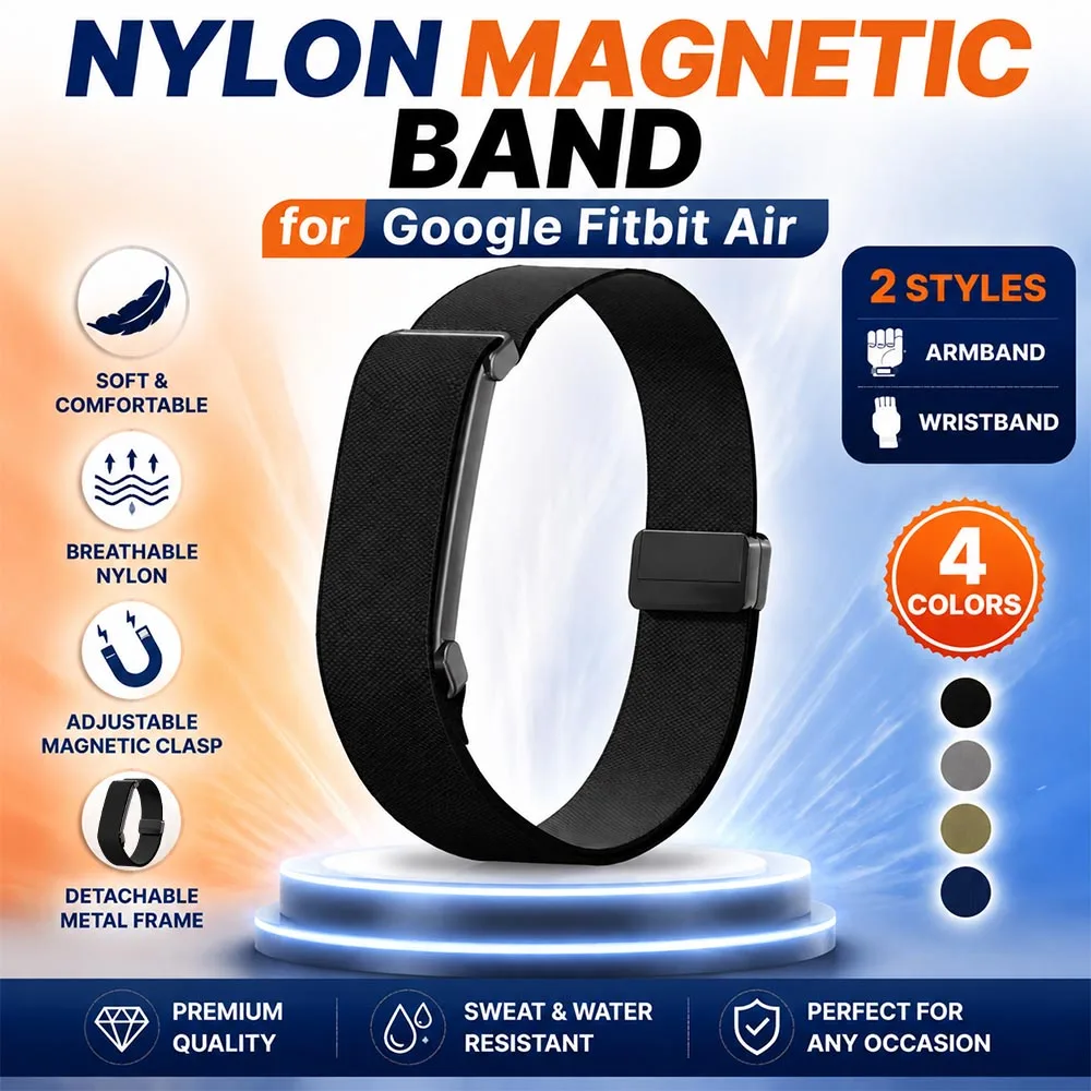 Neues Nylon-Gewebe-Armband für Google Fitbit Air, Oberarm-Bänder, Fitness-Tracker-Band, Magnetisches Armband für Google Fitbit Air Strap