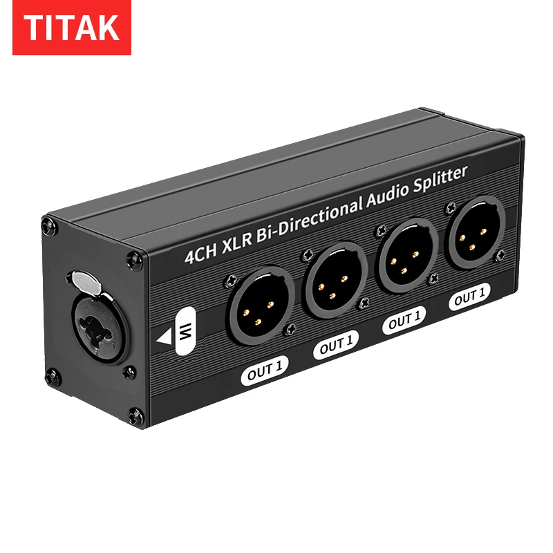 Audio Distribution 1X4 XLR Balanced Audio Splitter 3 Pin 1 Input 4 Output Passive Signal Splitter Box No Power