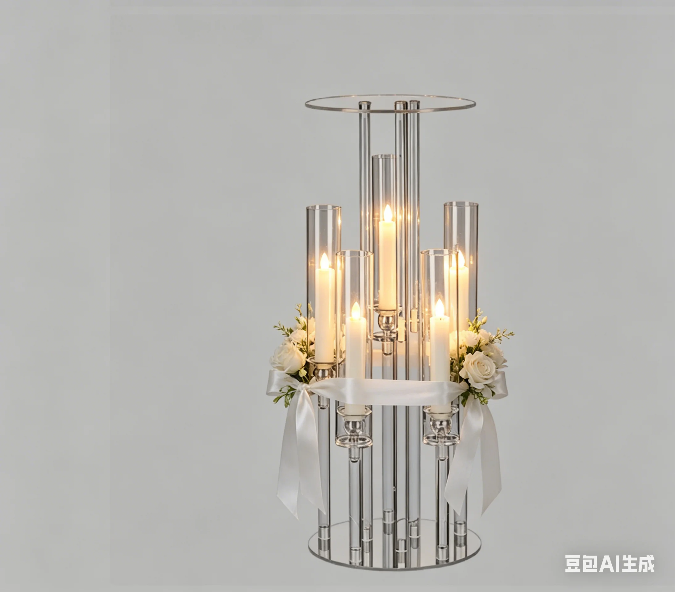 4PCS 5 Arm Candelabra,Clear Centerpiece for Table,Acrylic Centerpiece Stand for Wedding Reception,Candle Holder for Room Decor