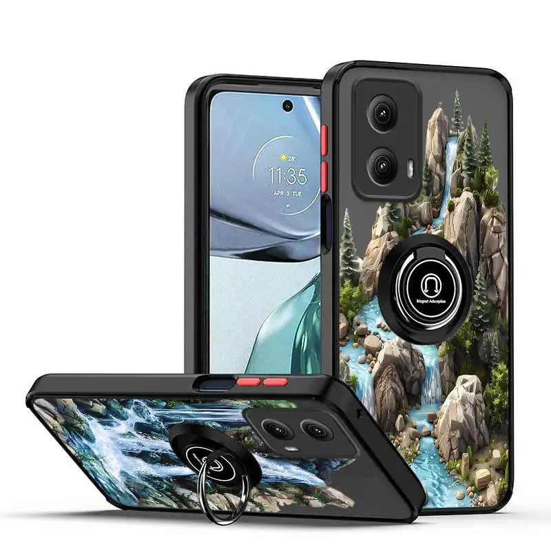 Edge2024 Mountain Cascade Skin-feel Ring Phone Case For Motorola Moto Edge 50Pro 40 40Neo 30Pro 30Neo 30 20Pro 20 Cover