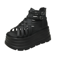 8CM Designers Women Summer Leather Sandals Open Toe Platform Wedge Sneakers New Women Casual Shoes Beach Sandálias Das Mulheres