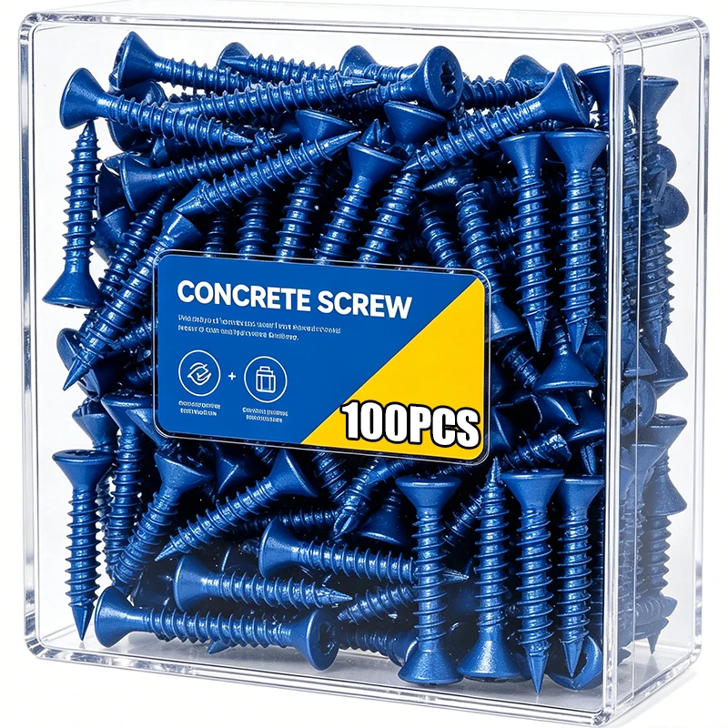 50/100pcs Flat Head Concrete Screw Anchor Phillips Heavy Duty Countersunk Masonry Screws for Masonry Brick Cement Drywall Parts
