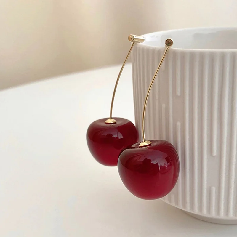 Cute Cherry Fruit Drop Dangle Earrings Fashionable Sweet Cherry Pendant Earrings For Women Wedding Party Jewelry Accessories image 6