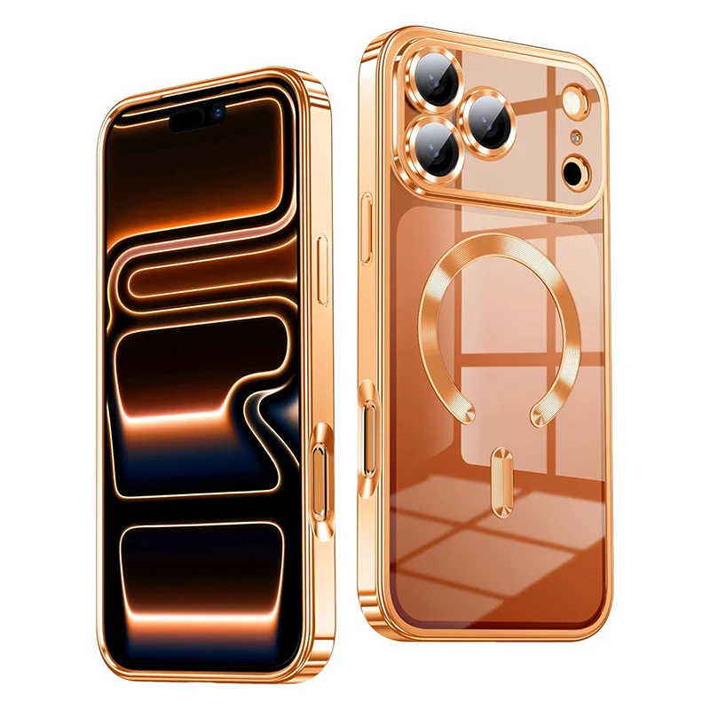 MagSafe Magnetic Plating Case for iPhone 17 Pro Max Case Luxury Electroplated Camera Lens Protector Case for iPhone 17Air Cover