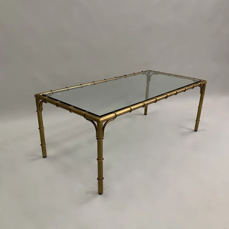 

American retro bamboo all copper coffee table villa hotel model room exhibition hall living room coffee table