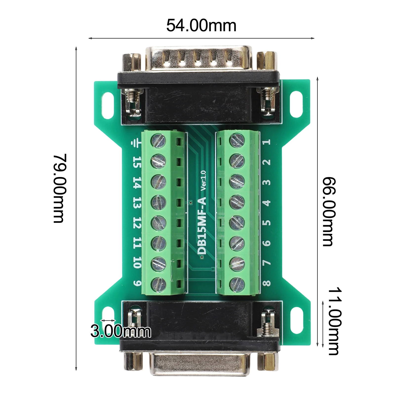 Electronic Wiring Solution Connector Adapter Board DB15 Terminal Block Numbered Contacts Reduces Wiring Errors