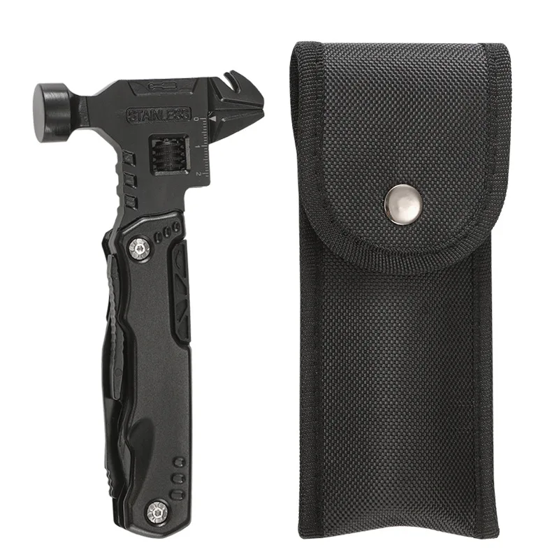 Outdoor knife pliers EDC tool Black multi-functional adjustable wrench combination universal folding