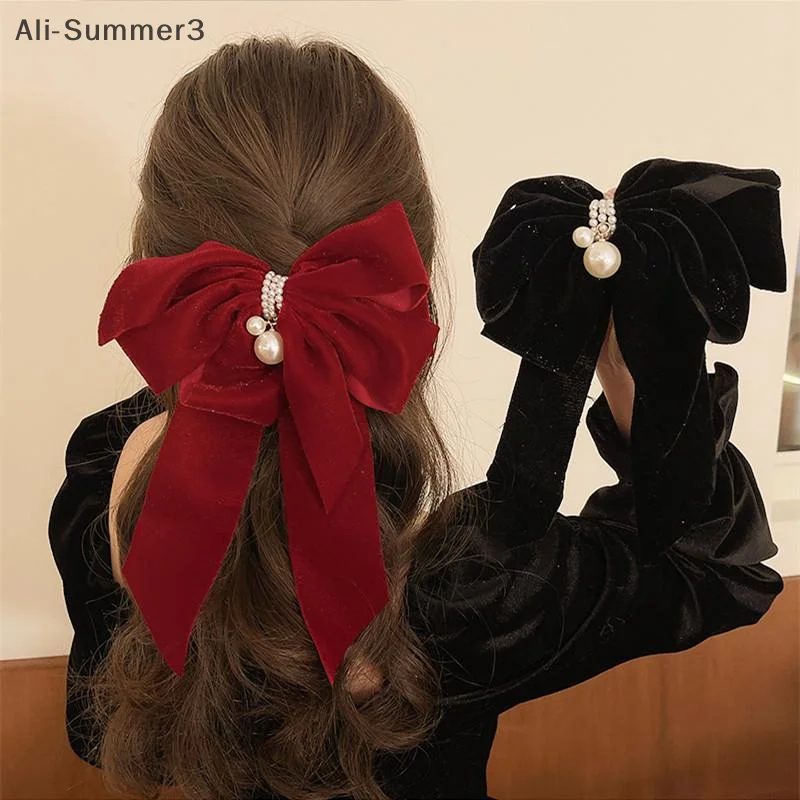 

Fashion Temperament Velvet Bow Hairpin For Women Sweet Princess Headdress Back Of The Head Hair Clip New Year Hair Accessories