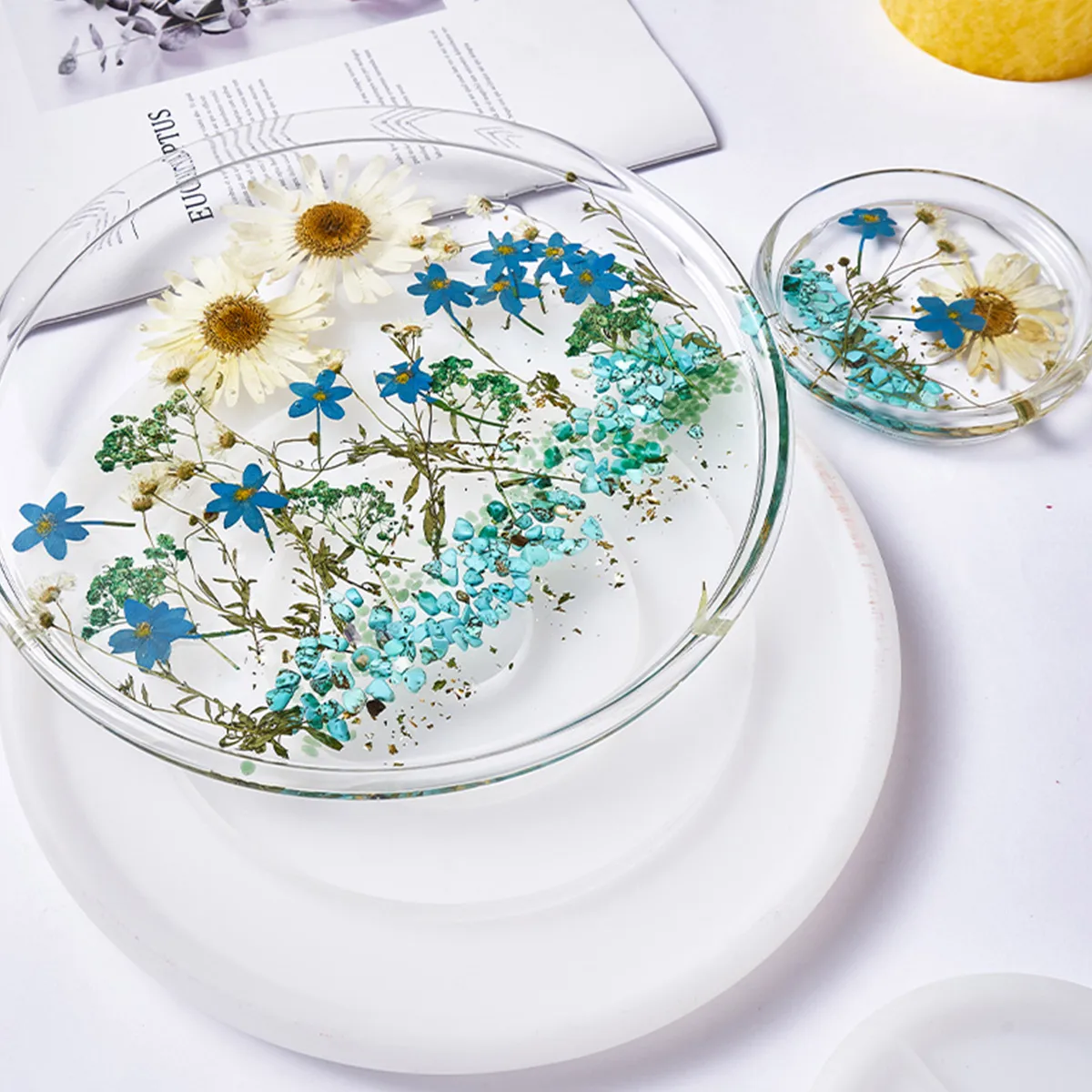 

1pc Round Plate Resin Mold Silicone Coaster Cup Mat Epoxy Casting Diy Craft Tool Durable Flexible Environmentally Friendly Gift