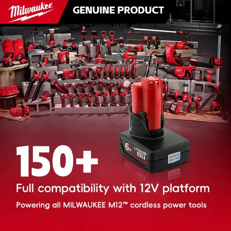

5.0Ah/6.0Ah For Milwaukee M12 Battery 12V Rechargeable Battery For Milwaukee M12 Tool 48-11-2402 48-11-2411 48-11-2401MIL-12A-LI
