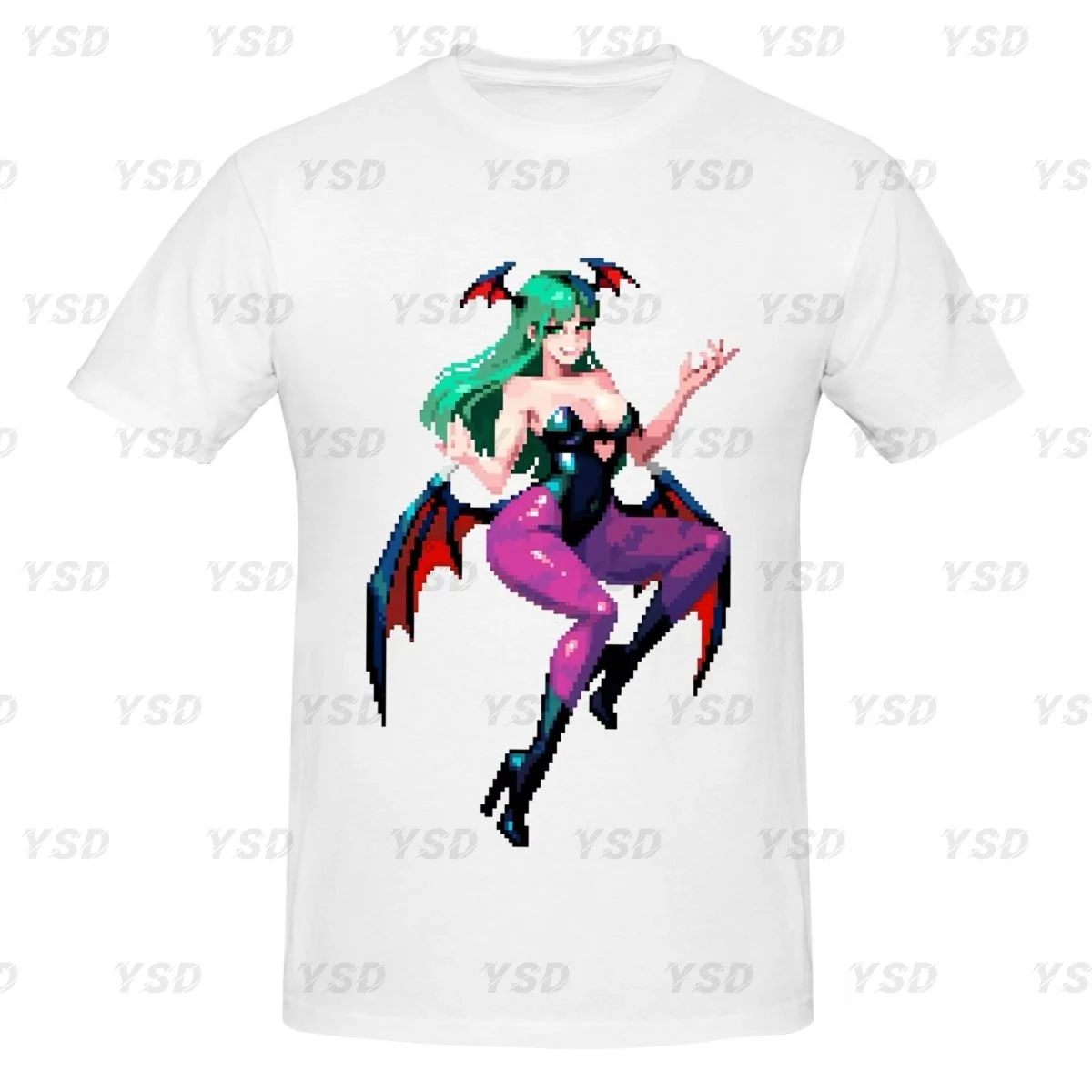 Morrigan Aensland Darkstalkers Men's tight fitting sports Cotton T-shirt,Gym Sportswear,Oversized Tee shirt