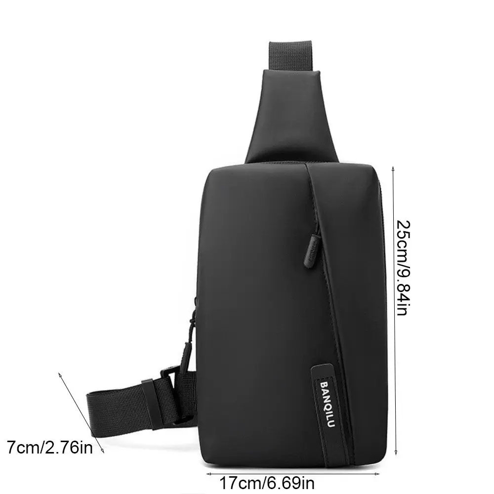 حقيبة صدر للرجال مضادة للرذاذ بلون سادة وسعة كبيرة وحقيبة كتف أكسفورد بحزام قابل للتعديل ومتعددة الوظائف #6